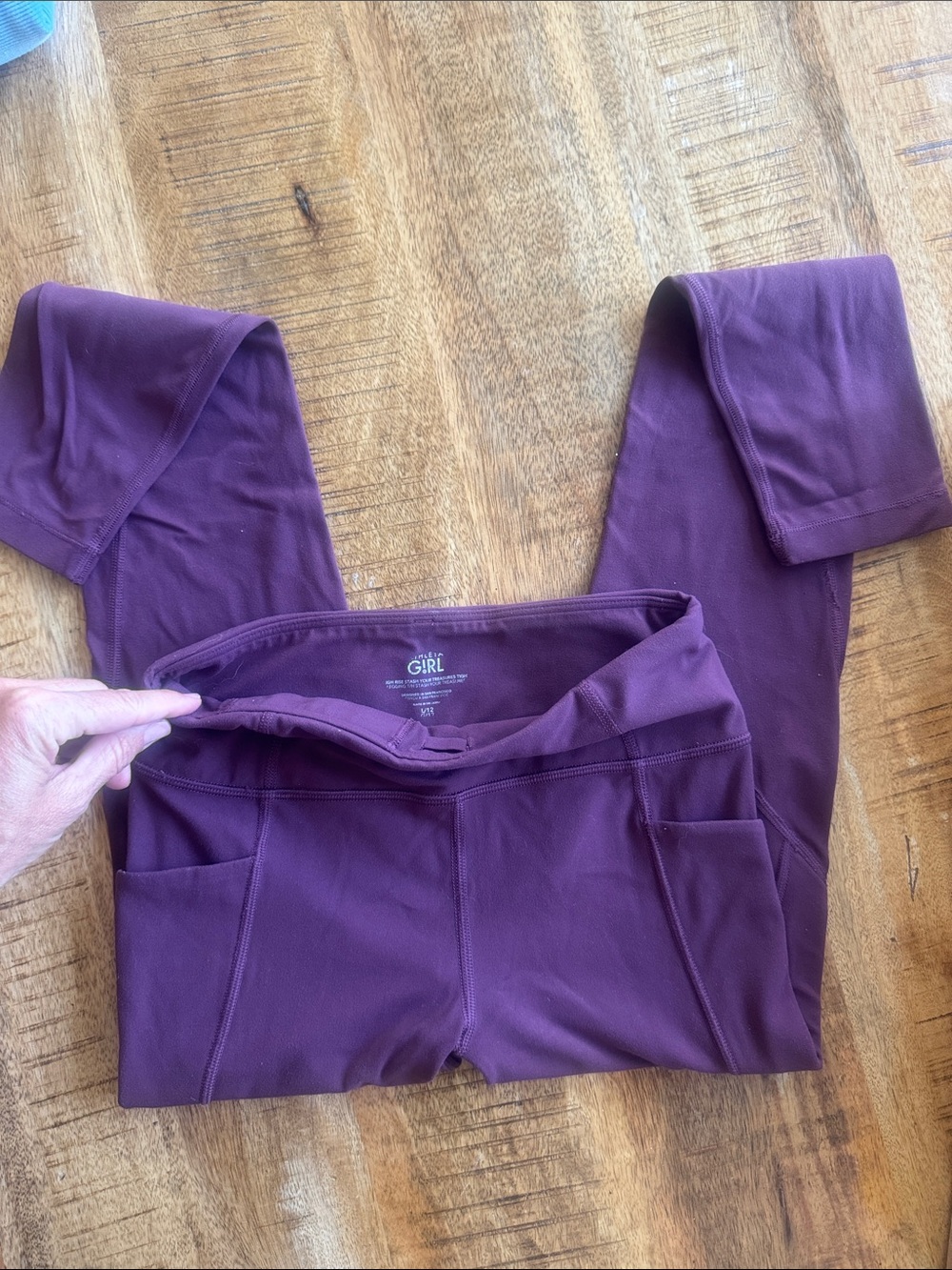 Athleta Girls Plum Purple Leggings with Side Pockets
